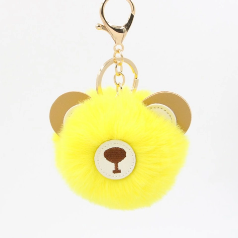 Simpatico Portachiavi a Pompon in Pelliccia Sintetica a Forma di Orso per Donna Chiusura a Moschettone Dorata Ciondolo per Borsa Regalo