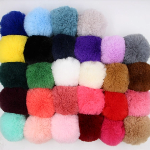 8cm Zachte Imitatie Rex Konijnenbont Pompons Pluizige Polyester Pluche Bal Voor Sleutelhanger Tasbedeltje DIY Accessoires Sieraden