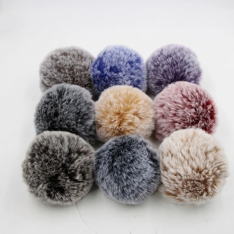 Faux Rabbit Fur Pom Pom Ball Pendant Two Tone Polyester Plush Ball For Bags Car Keychain Decoration Accessories Women Gift