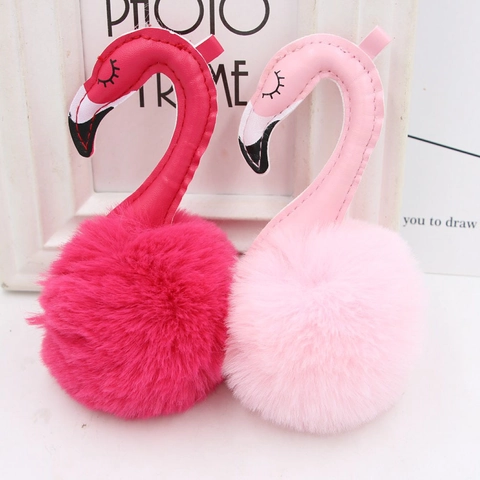 Portachiavi con Pon Pon di Peluche Fenicottero per Donna Ciondolo Borsa in Pelle PU Animale Regalo Ragazza Decorazione Auto