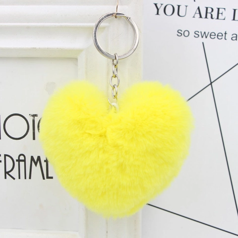 Portachiavi a Cuore Arcobaleno in Pelliccia di Coniglio Sintetica Ciondolo per Borsa in Peluche Morbido Portachiavi Donna
