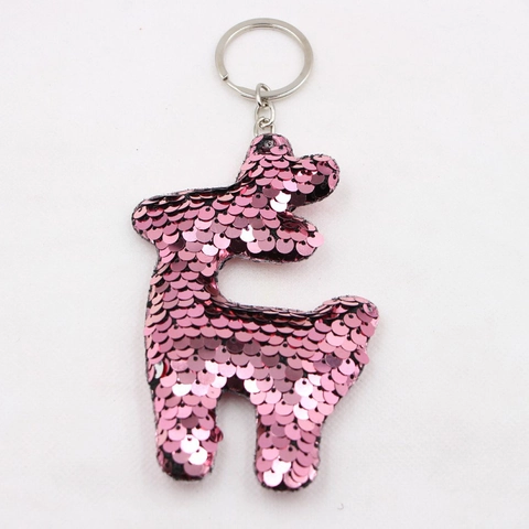 Llavero de Lentejuelas Brillantes Fruta Animal Colorido Piña Cola de Sirena Corazón Estrella Colgante de Bolso Accesorio Mujer Niños