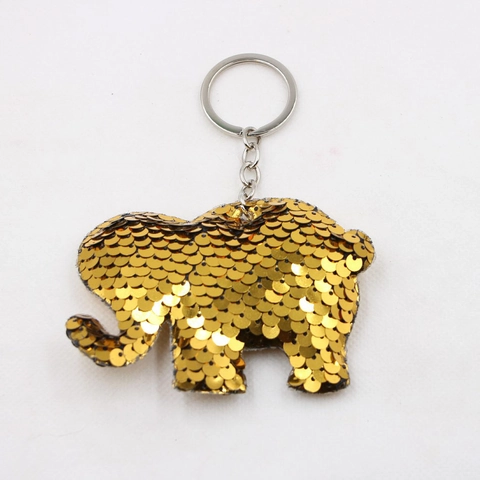 Shiny Double Sided Sequin Keychain For Women Girls Cute Animal Elephant Unicorn Mermaid Flip Sequin Bag Charm Car Pendant Fashion Accessory