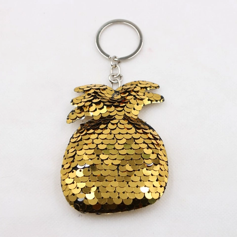 Llavero de Lentejuelas Brillantes Fruta Animal Colorido Piña Cola de Sirena Corazón Estrella Colgante de Bolso Accesorio Mujer Niños