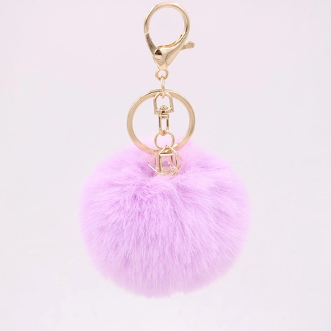 Portachiavi con Pompon in Pelliccia Artificiale per Donna con Ciondolo Geometrico in Strass Anello Portachiavi in Lega Accessori per Borse