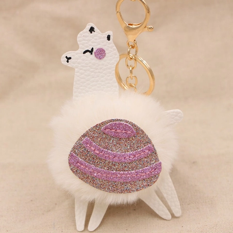 Mignon Porte-clés Alpaga Llama Pompon Doux en Fausse Fourrure Charme de Sac Fermoir en Alliage Accessoires Bijoux Femmes Enfants