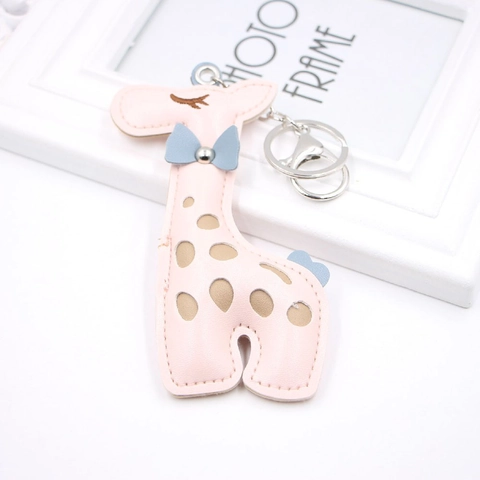 Simpatico Portachiavi Giraffa In Pelle PU Per Donna Ciondolo Borsa Animale Portachiavi Con Fiocco Motivo A Pois Ornamento Per Auto