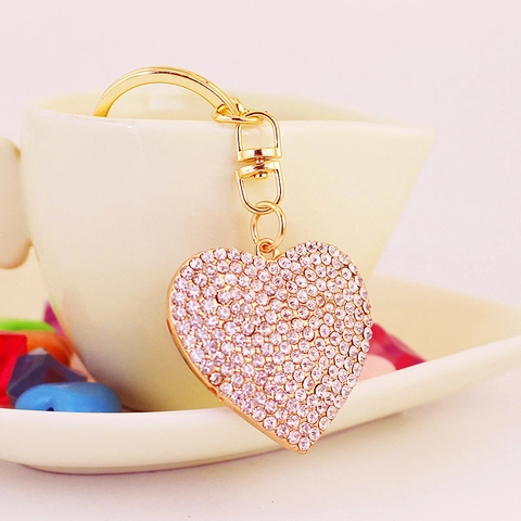 Herzform Zinklegierung Schlüsselanhänger Mit Strass Inlaid Tasche Charm Auto Schlüsselanhänger Luxus Mode Damen Schmuck