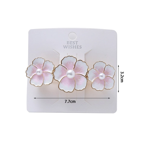 Pinza para El Cabello de Flor de Esmalte Dulce para Mujer Horquilla Floral de Aleación Con Decoración de Perla Artificial de Imitación