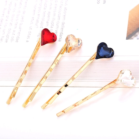Forcine per Capelli con Cristallo a Cuore di Moda in Lega Color Oro Fermagli per Capelli Donna Ragazze Dolce Accessori