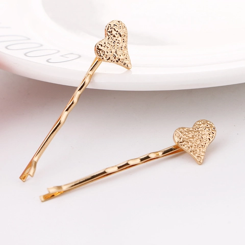 Goldlegierung Geometrische Mond Stern Herz Haarklammer Eleganter Metallhaarnadel Mit Gehämmerter Textur Für Damen Tägliche Accessoires