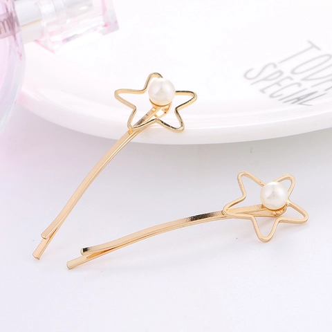 Pinzas para el Pelo de Aleación de Oro Geométricas de Moda Coreana Con Perla Artificial Mariposa Estrella Flor para Mujer