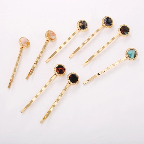Lot de Barrettes en Alliage Électroplaqué Rondes en Acétate Style Coréen Pinces à Cheveux Géométriques Vintage Maillard pour Femmes Accessoires Cheveux