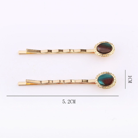 Fermaglio per Capelli in Lega d'Oro Vintage per Donna Ovale in Resina Acetata Perla Artificiale Motivo a Onde Clip Laterale