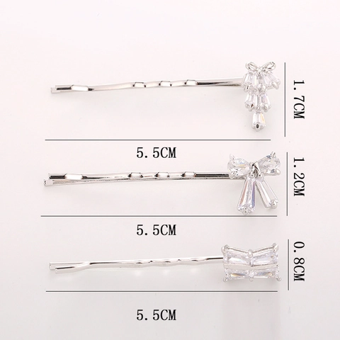 Barrettes à Cheveux Nœud en Alliage et Zirconia pour Femmes Électroplaqué Or Argent Épingles à Cheveux Géométriques Bijoux Cheveux