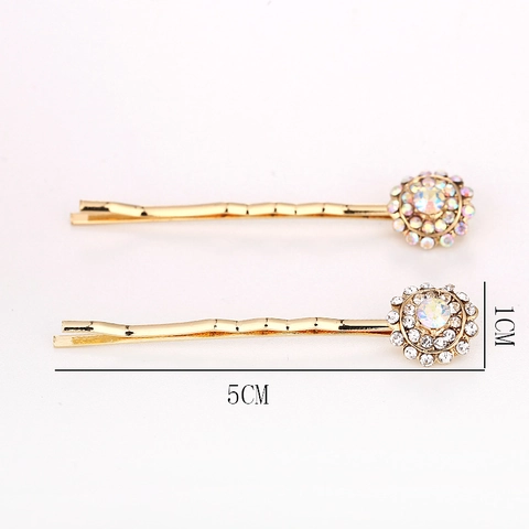 Pinces à Cheveux Fleurs en Alliage de Strass Style Coréen pour Femmes Épingles à Cheveux Rondes Tournesol Brillantes Accessoires de Cheveux Fête