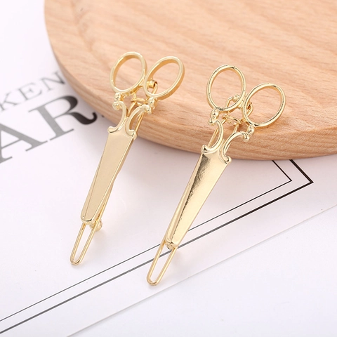 Creativo Fermaglio per Capelli in Lega a Forma di Forbice Spilla da Balia Papillon per Donna Oro Argento Fermaglio Laterale per Capelli alla Moda