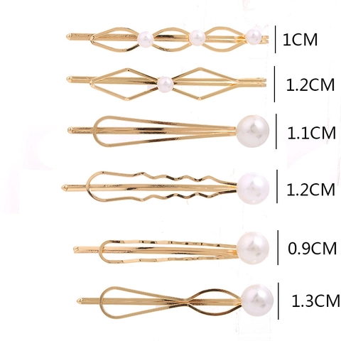 Eleganti Fermagli per Capelli da Donna in Lega d'Oro Set con Künstliche Perle d'Imitazione Geometrici a Onda Rombo a Goccia d'Acqua Accessori Moda