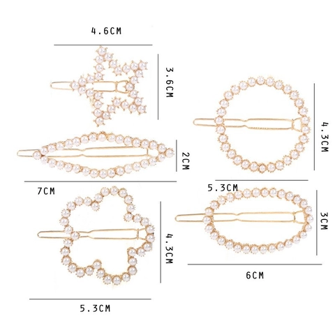 Fermagli per Capelli Geometrici in Lega con Perle Artificiali per Donna Placcati in Oro Stella Fiore Forma Ovale Eleganti