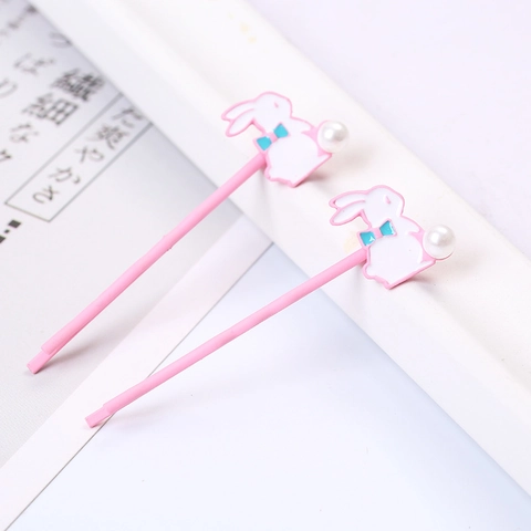 Carine Forcine per Capelli a Forma di Fungo e Coniglio in Smalto con Perla Artificial Sintetica Accessori per Capelli Rosa per Ragazze