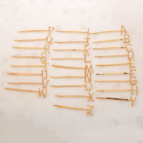 Pince à Cheveux Lettre Initiale en Alliage d'Or Vintage Barrettes Minimaliste Style Branche Texturée Accessoires de Cheveux pour Femmes Bijoux Fête