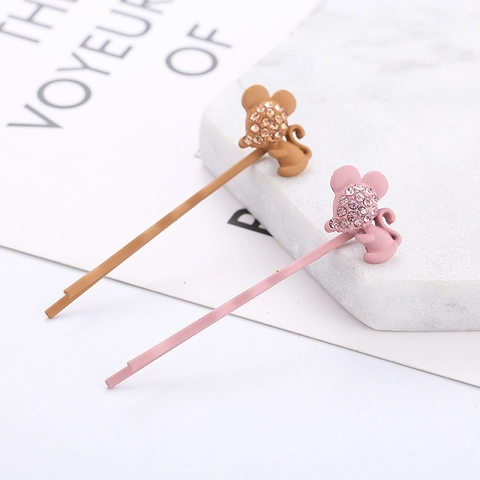 Süße Cartoon Tier Maus Affe Legierung Strass Haarspangen Süß Mori Stil Haarnadeln Damen Mädchen Haarschmuck