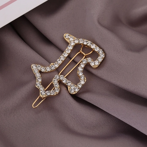 Scottie Hund Legierung Strass Haarklammer Minimalistisch Vergoldet Tierform Haarnadel Für Damen Luxus Haarschmuck