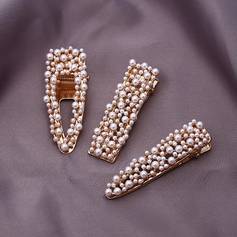 Elegante Fermaglio per Capelli a Becco d'Anatra in Lega con Perle Artificiali per Donna Matrimonio Festa Accessori per Capelli