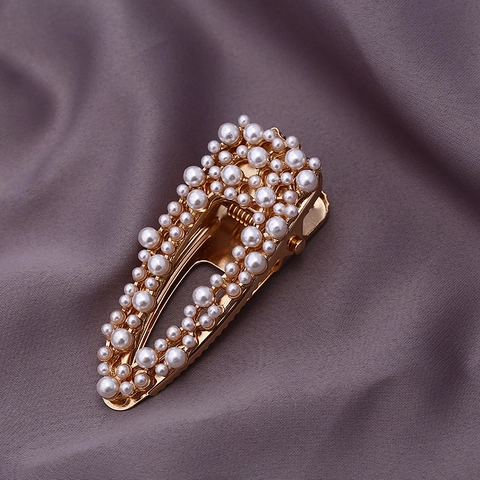 Elegante Fermaglio per Capelli a Becco d'Anatra in Lega con Perle Artificiali per Donna Matrimonio Festa Accessori per Capelli