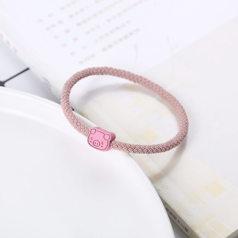 Süßes Cartoon Schweinekopf Elastisches Haargummi Koreanischer Stil Handgefertigtes Gewebtes Haargummi Für Damen Mädchen Studenten Schmuck