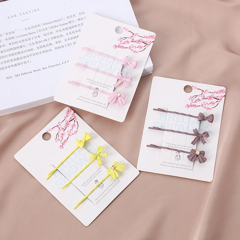 Barrettes à Cheveux en Métal Laqué avec Nœud pour Femmes Style Frais et Sucré Pinces à Frange Accessoires de Cheveux Élégants