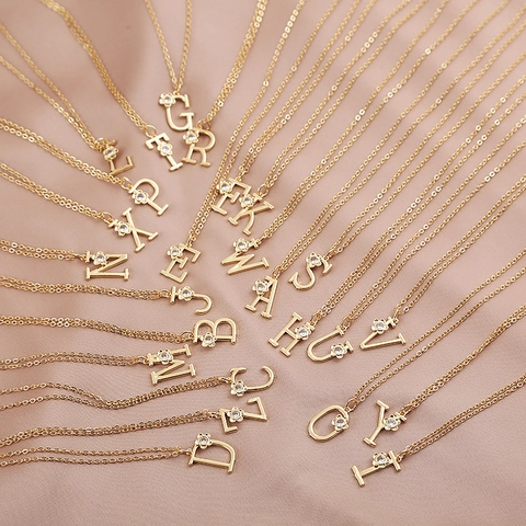 Collier Pendentif Lettre Initiale En Cuivre Doré Zirconia Pour Femme Bijoux Géométriques Minimalistes Incrustés De Fleurs Cadeau Souvenir De Voyage