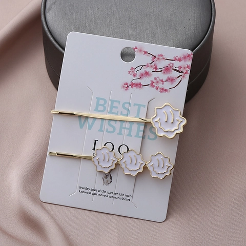 Koreaanse Stijl Legering Lachend Gezicht Bloem Haarspelden Goud Emaille Druppelolie Pony Clips Voor Vrouwen Sieraden