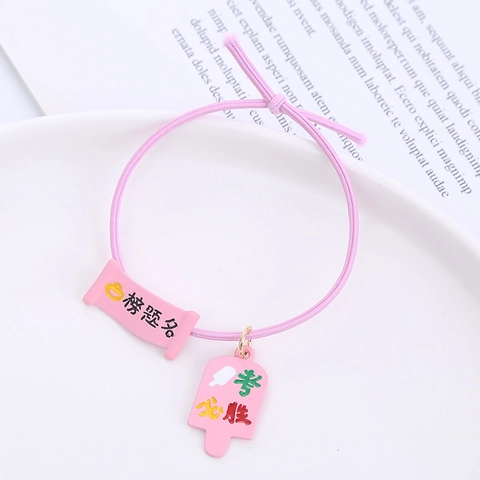 Hochelastische Haargummis Mit Viel Glück Prüfung Segen Anhänger Kreative Legierung Charms Für Studenten Schule Haarschmuck