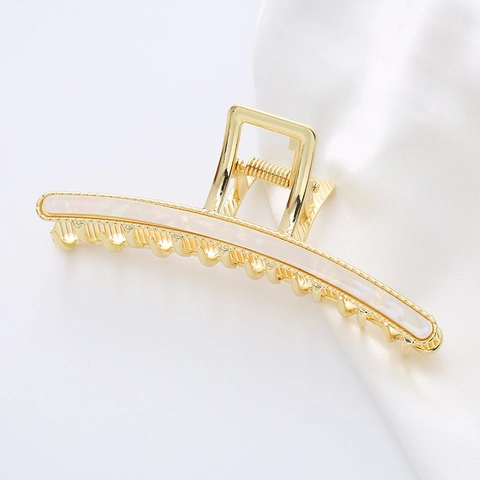 Metall Haarklammer Groß Gold Legierung Haarkralle Mit Marmor Textur Acryl Inlay Für Damen Täglich Büro Haarschmuck