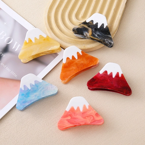 Pinza de Pelo de Acetato Monte Fuji Japonés Textura Mármol Degradado Brillo Accesorios Elegantes para El Cabello Mujer