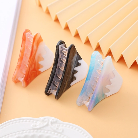 Pinza de Pelo de Acetato Monte Fuji Japonés Textura Mármol Degradado Brillo Accesorios Elegantes para El Cabello Mujer