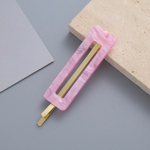 Molletta per Capelli in Acrilico Geometrico Rettangolare Stile Coreano Elegante Forcina in Lega Traforata Marmo per Donna Accessorio Quotidiano