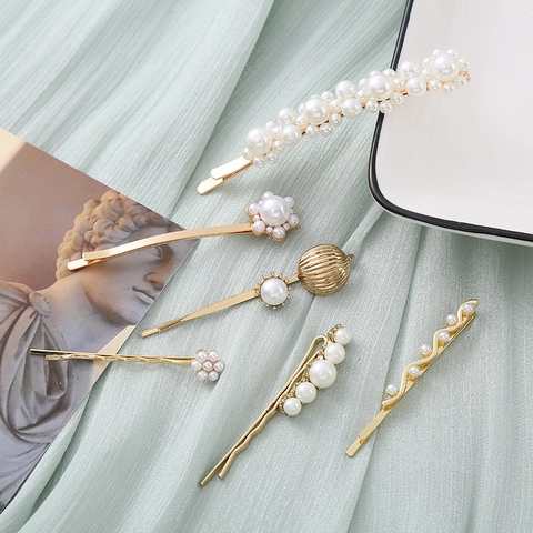 Koreanische Retro Künstliche Perle Haarspangen Set Elegante Gold Legierung Haarnadeln Für Damen Mode Haarschmuck