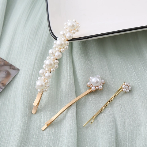 Koreanische Retro Künstliche Perle Haarspangen Set Elegante Gold Legierung Haarnadeln Für Damen Mode Haarschmuck