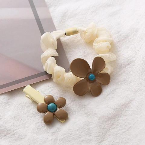 Elastico per Capelli Fiore Morandi Clip a Becco d Anatra Elegante Tessuto Floreale Lega Accessori Capelli Quotidiano
