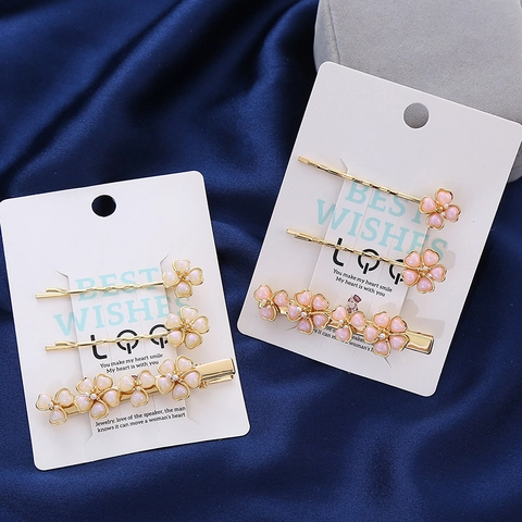 Blumen Haarklammern Set Acetat Zinklegierung Künstliche Perlenimitat Haarnadeln Süße Irisierende Blume Seitenclips Für Damen Schmuck