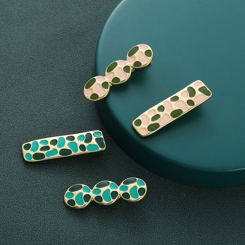 Französisch Retro Zinklegierung Emaille Entenschnabelklemme Damen Unregelmäßiges Muster Geometrische Elegante Frisurenhilfe Schmuck