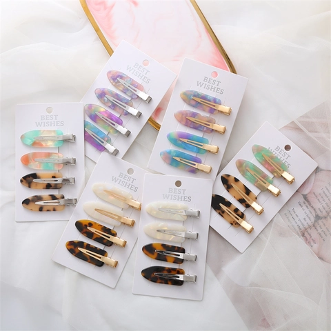 Elegant Acetate Hair Clips Zinc Alloy Marble Pattern Leopard Print Duckbill Clips For Women Sweet Fashion Hair Accessories
