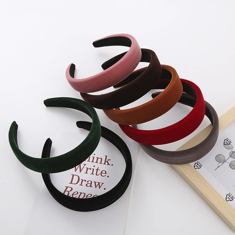 Diadema de Terciopelo Acolchada de Color Sólido Retro para Mujer Banda para el Cabello Rellena de Esponja Accesorios para el Cabello