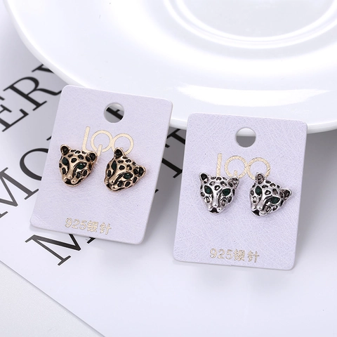 Orecchini a Bottone in Lega con Testa di Leopardo Vintage Con Perno in Argento Sterling 925 Oro Argento Strass Gioielli Animali da Donna