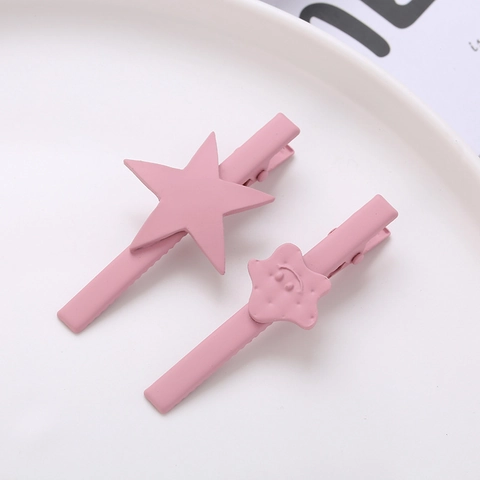 Pinza para el Cabello de Pico de Pato Color Macarrón Mate Estrella Nube Cara Sonriente Accesorios para el Cabello de Aleación para Mujer Niña