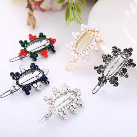 Koreaanse Stijl Strass Strik Kroon Haarclips Voor Dames Elegante Kunstparel Hars Haarpelden Bruiloft Feest Haaraccessoires