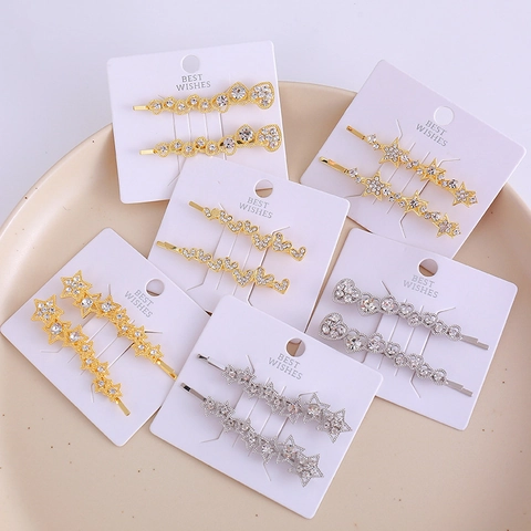 Fermagli per Capelli Donna Moda Strass Stella Cuore Oro Argento Lega Stile Sweet Cool Forcine per Capelli Accessori