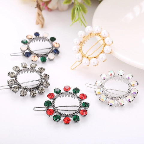 Koreaanse Stijl Strass Strik Kroon Haarclips Voor Dames Elegante Kunstparel Hars Haarpelden Bruiloft Feest Haaraccessoires